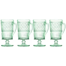 Godinger Silver Set of 4 Claro Footed Coffee Mugs Green: Crystal Drinkware, 