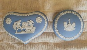 (2) Wedgewood Blue Jasperware Trinket Boxes