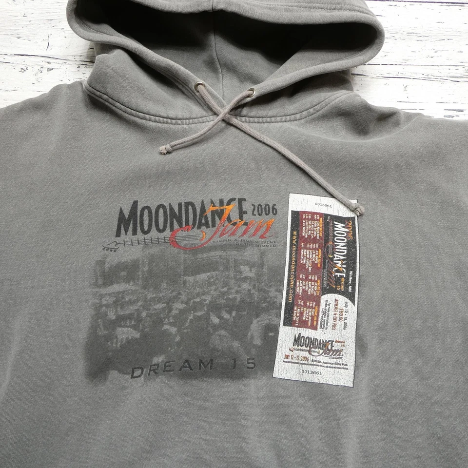 Moondance Jam 2006 Sudadera con Capucha Para Hombre Gris Medio Impermeable Sudadera de Concierto Foto 2 de 4