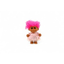 Vintage Russ Troll Doll Sweet Sixteen Pink Hair  Dress 5" 1990s