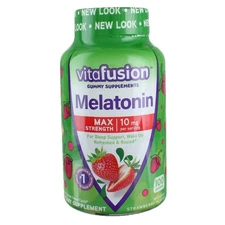 3 Pack Vitafusion Max Strength Melatonin, Strawberry, 10 mg, 100 Ct