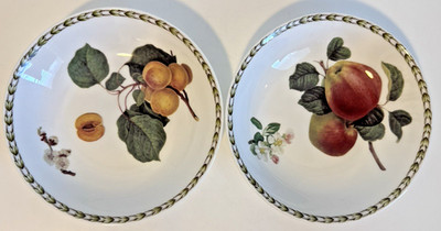 2 Queens Hookers Fruit Cereal/Fruit Bowls Apricot/Apple Fine China 7''
