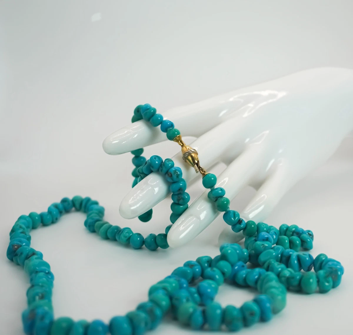 Collana a goccia turchese, in argento sterling, stile boho