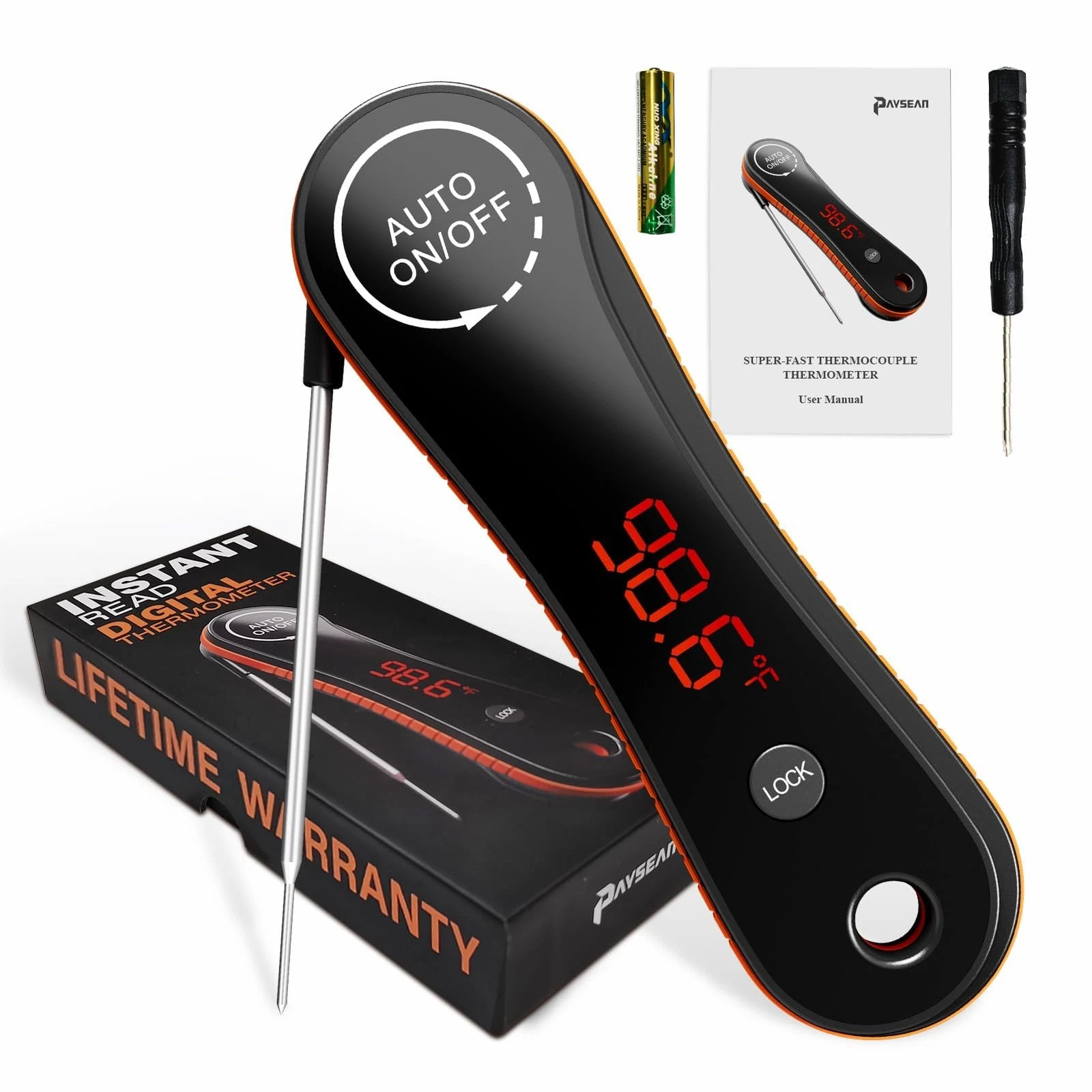 Meat Thermometer Digital - Instant-Read Meat Thermometer with Auto-Rotating B...