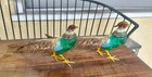 2 Pheasant Bird Figures Germany Heyde 12 Inch Cold Painted Metal 1900 Sculpture — photo 1