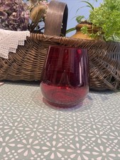 VINTAGE 60s Cherry  RUBY  Crackle GLASS VASE . Lovely
