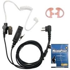 MaximalPower Acoustic Tube Earpiece Surveillance Kit with Kevlar Enforcement PTT