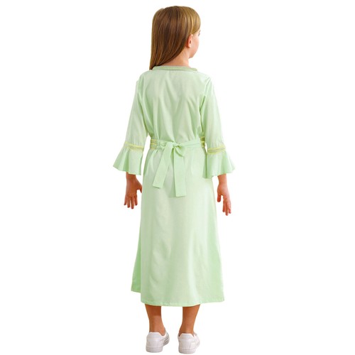 Kids Girls Dress Maxi Swing V Neck A-Line Skater Costume Party Role Play Plain - Picture 34 of 54