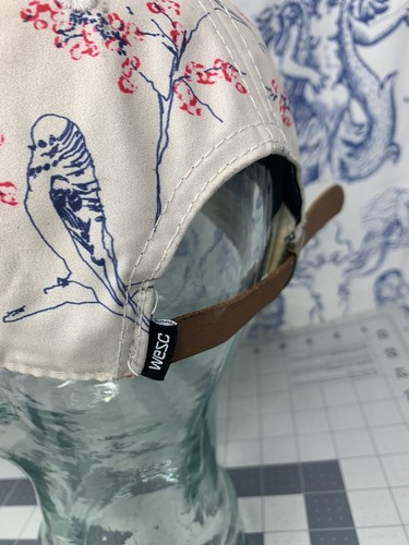WESC Baseball Cap Tan Hat One Size Leather Strap Back Pink Blossoms RARE (B3) - Picture 6 of 11
