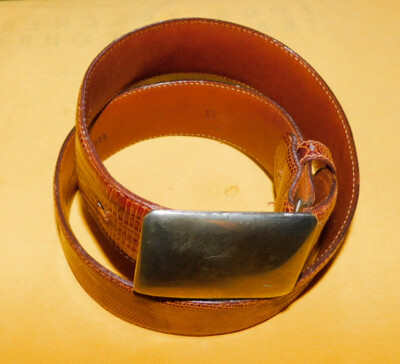 ALCOTT & ANDREWS MADE IN ITALY LIGHT BROWN GENUINE LIZARD BELT SIZE 26-28''.