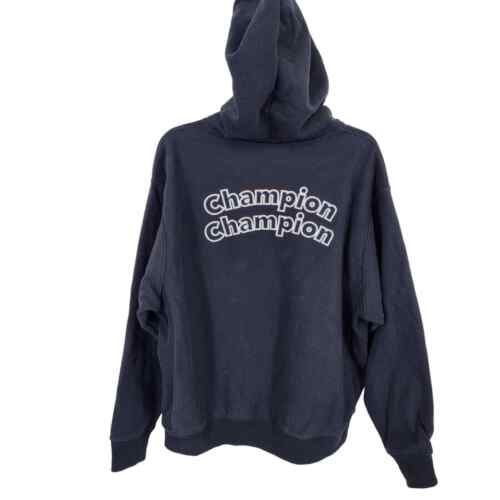 Champion Reverse Wear Embroidered Hoodie Men Size 1X Black Kangaroo Pocket - Picture 1 of 12