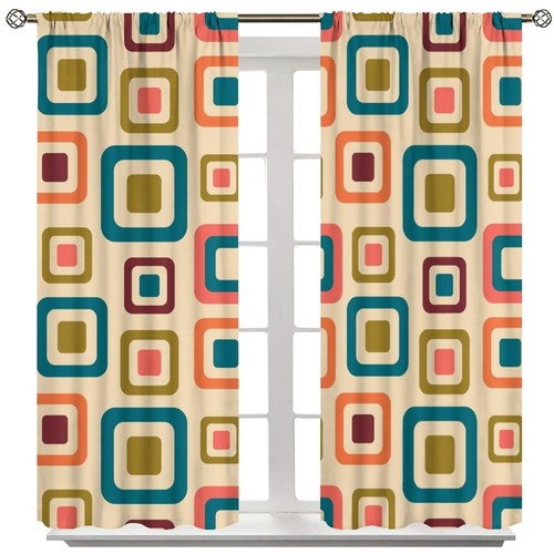 Mid Century Blackout Window Curtain,Aesthetic Mid Century Retro Decorativ - Picture 8 of 8