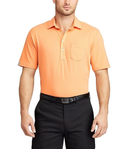RLX Ralph Lauren Polo Shirt Mens 2XL Orange Stripe Bandon Dunes