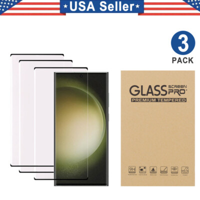  3PK Tempered Glass Samsung Galaxy Note 20 S20 S21 S22 23 24 25 26 FE Ultra Plus
