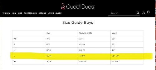 Cuddl Duds Comfortech Stretch 2-Piece Layering / Pajama Set, Kids Size L (12/14) - Picture 6 of 6