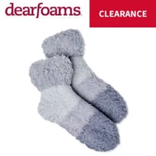 Dearfoams Women SIZE 4-10 Non-Skid Cozy Double Layer Bootie Slipper Socks GRAY