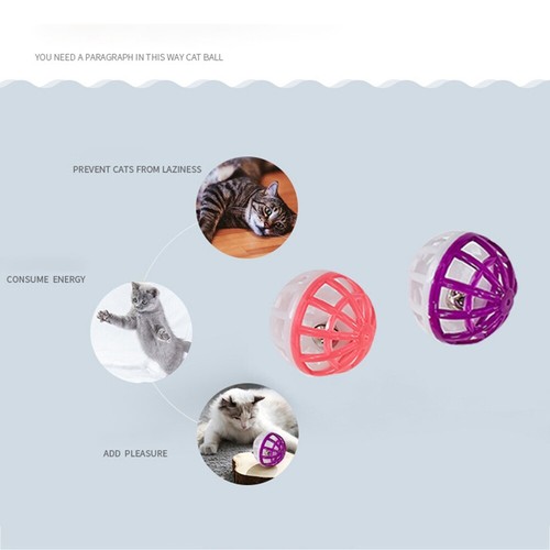10/30/50pcs Pet Cat Toy Ball Plastic With Bell Hollow 3.8cm Cat fun throw` - 第 6/11 張圖片