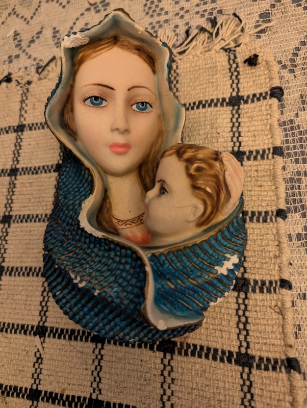 Mary And Jesus Antique Wall Hanging priest estate