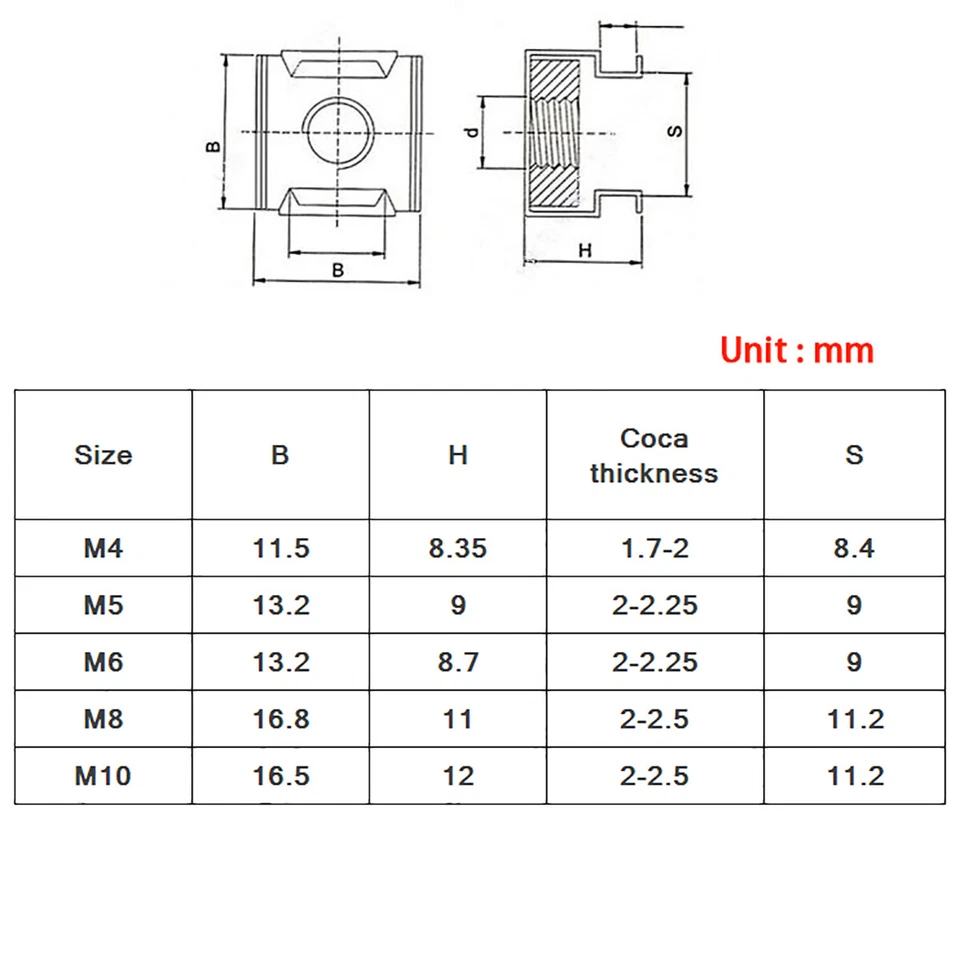 M4 M5 M6 M8 Käfigmuttern Stahl verzinkt / Edelstahl für Rackschiene Käfigmutter - Bild 2 von 4