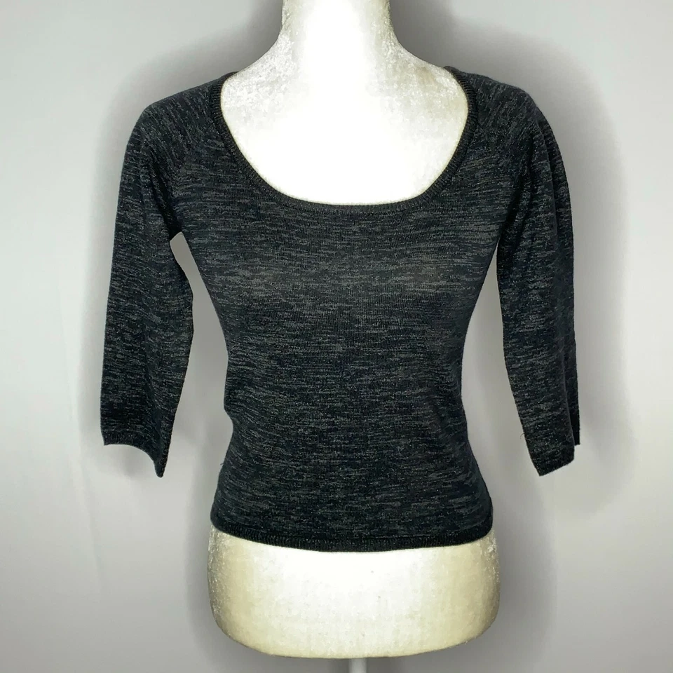 Suéter Top Tejido Recortado Betsey Johnson Vintage Años 90 S Negro Brillo Cuello Redondo Foto 2 de 4