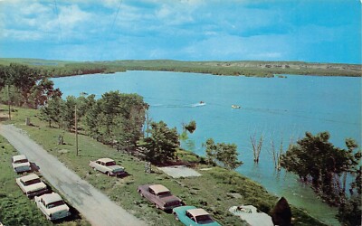 Scotts bluff NE Nebraska Lake Minatare Camping RV Park Vtg Postcard C25