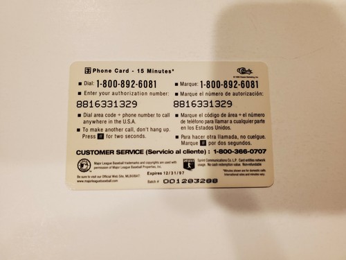 JS15 Greg Maddux - Atlanta Braves - 7 Eleven Phone Card #6 of 12 - 1997 - Picture 2 of 2