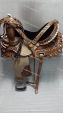 Western Barrel Leather Saddle ,Beautifully Hand Painted With Free Tack Set.