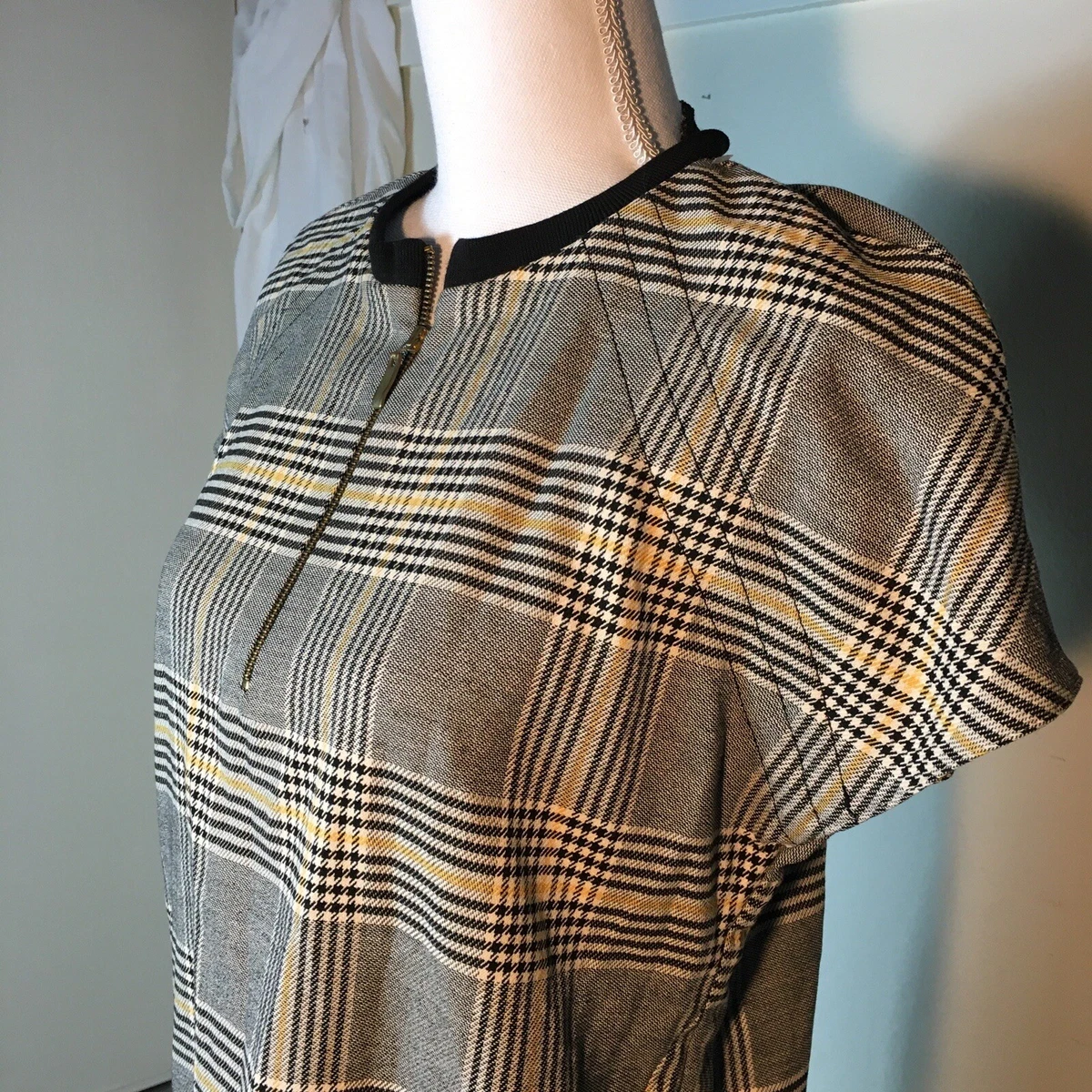 Zara yellow plaid dress 2025