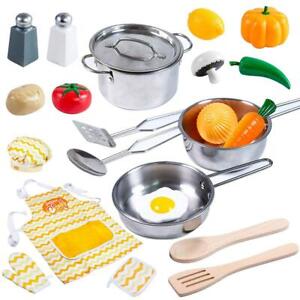 Kids Play Food Stainless Steel  Cookware Set  Toy Kitchen  