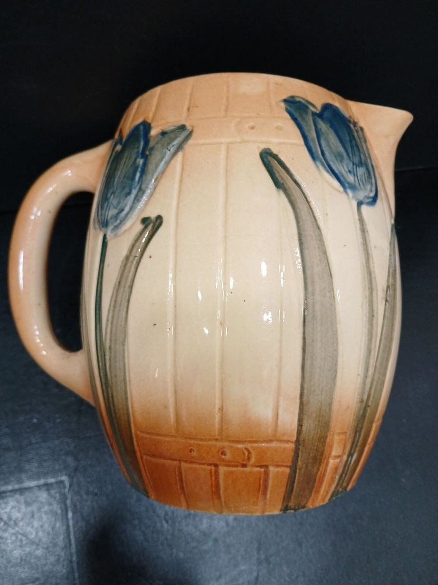 Antique Early 1900s Roseville Pottery Blue Tulip Water Pitcher | eBay