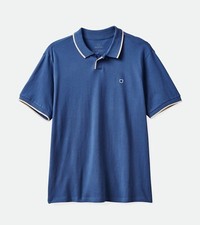 BRIXTON PROPER Men's Knit Polo Shirt - Pacific Blue - Large - NWT
