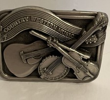 VTG 1984 Country Western Music Belt Buckle By Bergamot Brass Works Made in USA