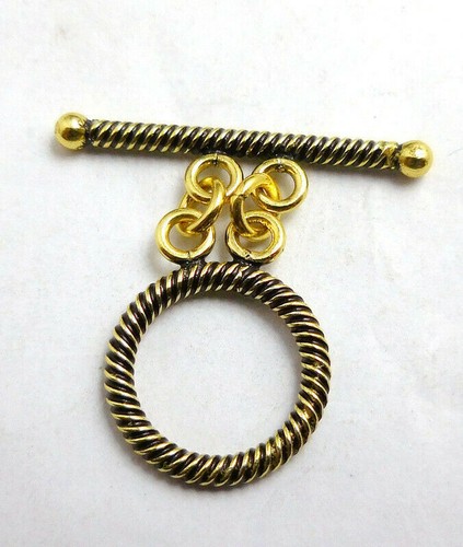 6 SET 20X33MM SOLID COPPER TOGGLE CLASP 2 STRAND ANTIQUE GOLD PLATED ...
