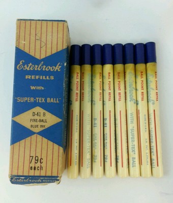 Easterbrook 8 Vintage Refills Fine Ball Blue Ink D 41 B Super Tex Original Box