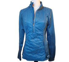 Champion Womens Duo Dry Venture 1/2 Zip Top Quilted Jacket Size Medium Teal Blue