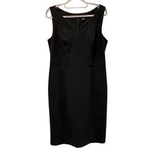 Worthington Classic Sleeveless U-Neck Midi Career Sheath Dress Black Size 10