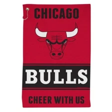 CHICAGO BULLS ALL PURPOSE GOLF TAILGATE TOWEL 16"X25" HOOK AND GROMMET 
