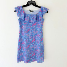Vintage Made In USA Paisley Mini Dress Womens XS Y2K Ruffle Fairy Slip