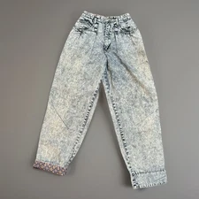 80s GITANO EXPRESS ACID WASH JEANS HIGH WAIST PLEATED TAPERED 22” WAIST CUFF