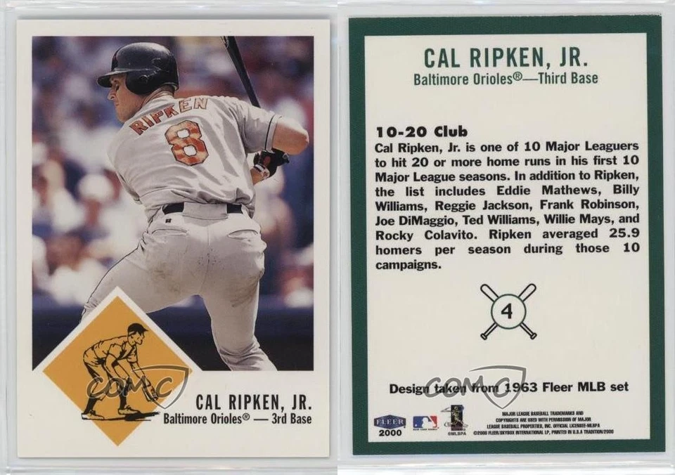 2000 Fleer Tradition Ripken Collection Cal Ripken Jr #4 HOF 04dh - Image 3 of 3