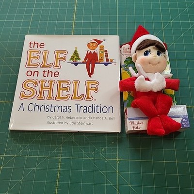 New Elf on the Shelf 17'' Christmas Plushee Pals Doll-Boy Light Skin-Blue..+book 