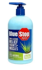 Blue Stop Max Gel - Muscle/Joint Relief, Menthol & Emu Oil, 16oz Pump