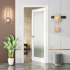 28" x 80" French Interior Door, Tempered Frosted Glass Slab Door  from USWhite