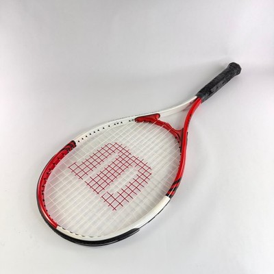 Wilson Roger Federer 110 Tennis Racket Red White Stop Shock Power Strings Used