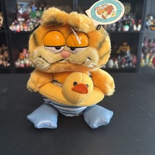 Vintage Dakin 1978 1981 Garfield Swimming Plush With Floatier