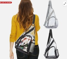 Clear PVC Sling Transparent Bag Stadium Shoulder Crossbody Backpack Adjustable