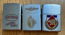 VINTAGE LOT OF 3 ZIPPO LIGHTERS USED RAYTHEON NE MISSOURI STATE ZB27