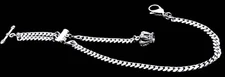 Stainless Steel Pocket Watch Chain With Ornate Fob and Magnet Sliding Tube