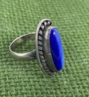 Vintage Lapis Lazuli Handmade Sterling Silver 925 Mexican Ring, Size 8.5