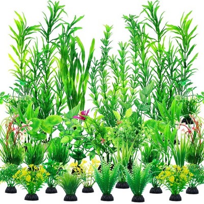 30pcs Fish Tank Accessories Aquarium Decorations Green Plants, Fish Tank Deco...